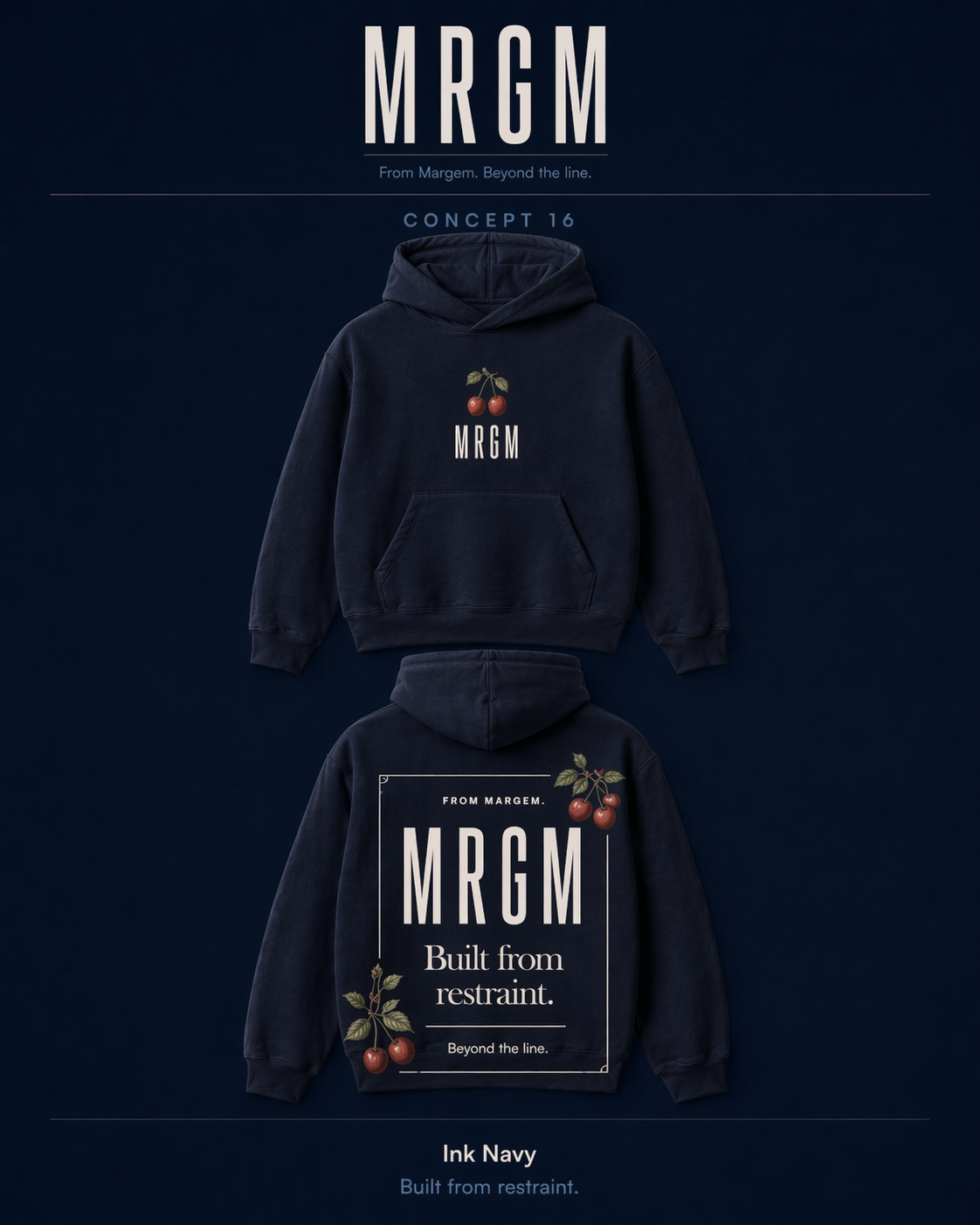 Mockup editorial de uma hoodie limitada MRGM